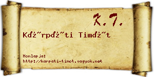 Kárpáti Timót névjegykártya